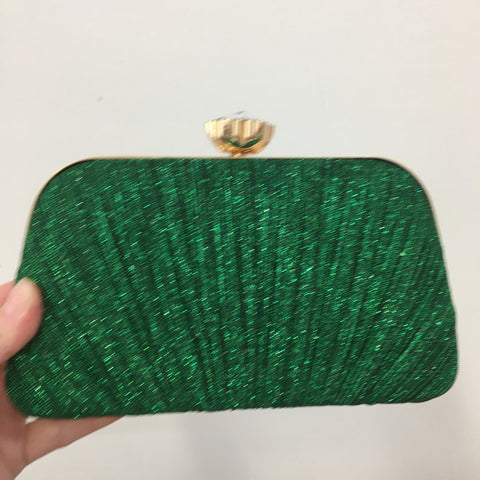 Lurex Glitter Clam Clutch Evening Bag ~ Blue ~ Green