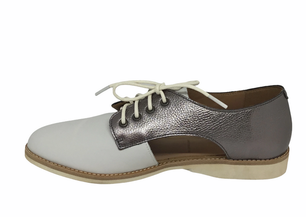 Rollie Sidecut White Pewter Leather derby