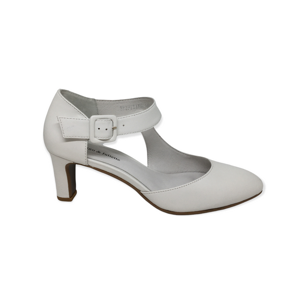 Django & Juliette Trinities Leather Heel ~ White ~ Black ~ Nude