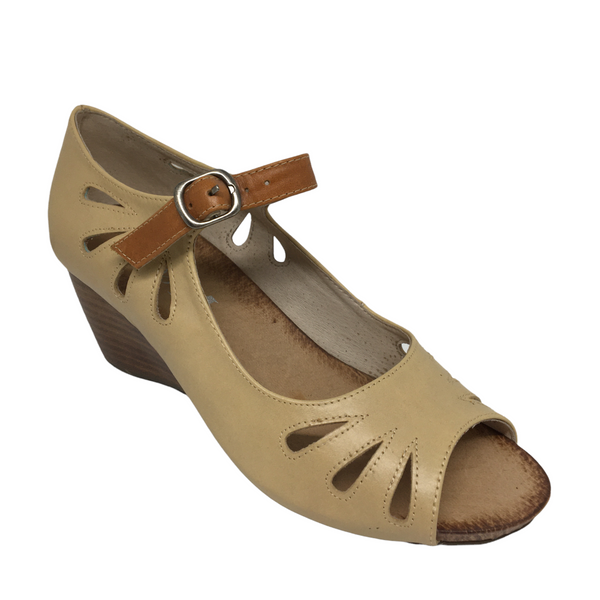 Miss M Salvador Beige/Tan Leather Heel