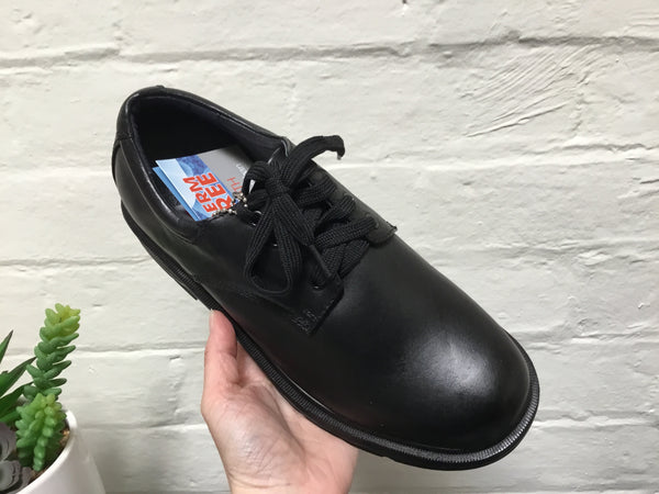 Bata Zach Black Leather School Shoe