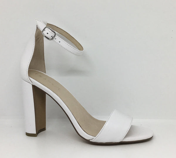 Frankie Sassy-W White Leather Heel