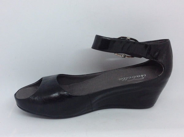 Isabella Seville Black ~ Leather Wedge Heel