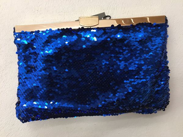 Adorne Blue Sequin Clutch
